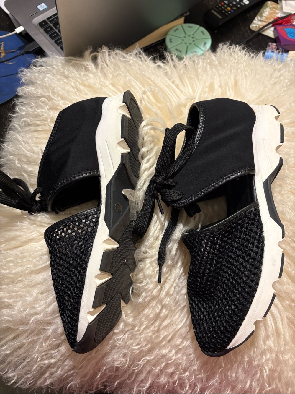 ALL BLACK Black Mesh Cutout Lace-Up Sneakets EU 39